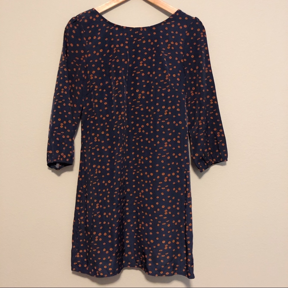 Paraella Navy with Burnt Orange Dot Dress - M